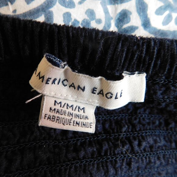 🦅 Smocked Navy Blue Velvet Crop Top - Picture 12 of 12